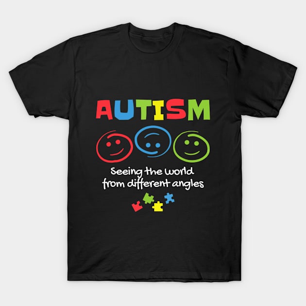 Seeing The World From Different Angles Autism Tee T-Shirt by Elsie